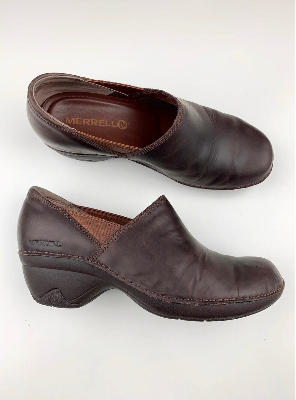Merrell Emma Clogs Slip On Comfort Casual Shoes Brown Leather J45650 Women's 8.5
